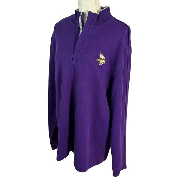 Cutter & Buck Men's Fulltime Pima Snap Placket Overknit Minnesota Vikings Size L - Picture 2 of 8
